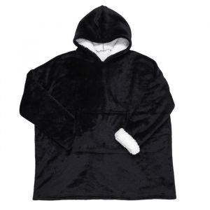 Sweat &agrave; Capuche Plaid Ultra Doux Noir Int&eacute;rieur Sherpa
