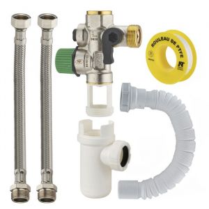 Image de Kit raccordement de chauffe-eau groupe de s&eacute;curit&eacute; droit si&egrave;ge t&eacute;flonn&eacute; anti-calcaire NOYON & THIEBAULT