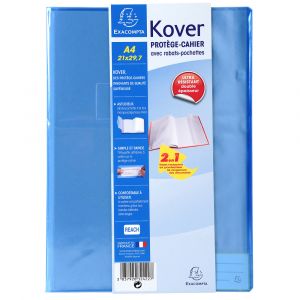 Exacompta 32420E - Protège-cahier KOVER, format A4, PVC double épaisseur, incolore