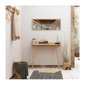 Cotecosy Ctcosy - Console classique style scandinave avec miroir Osebo Bois Blanc et Chêne clair - Chêne clair