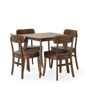 Ensemble table 80x80 cm et 4 chaises de salle à manger Nala Noyer