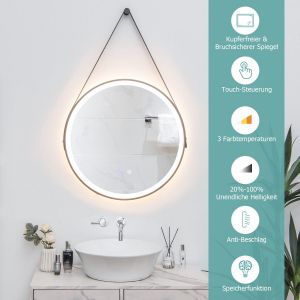 Coast Round LED Bathroom Mirror with 3 colour temperatures 61 cm diameter
