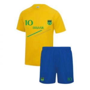 Ensemble De Foot Short Et Maillot Du Brésil Enfant (Taille 3/4 Ans,Couleur Jaune)
