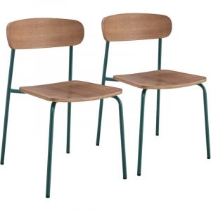 Oviala Lot de 2 chaises en bois vert kaki