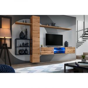 Image de AC-Déco Ensemble Meuble TV "Switch V" 270cm Naturel & Noir