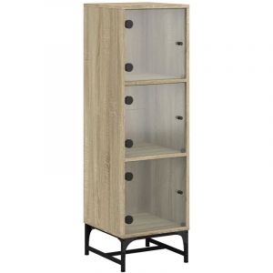 VidaXL Buffet avec portes en verre chêne sonoma 35x37x120 cm