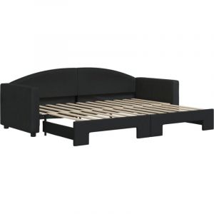 VidaXL Lit de Jour avec Matelas, Canapé-lit, Lit d'Invité, Meuble de Chambre à Coucher Salle de Séjour, Moderne, Noir 80x200 cm Tissu