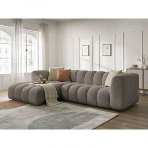 Bobochic Canap&eacute; d'angle fixe Canap&eacute; d'angle fixe talia tissu bouclette Angle gauche Marron