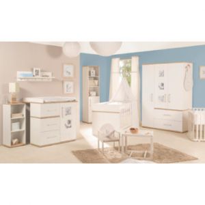 Image de Roba Ensemble de meubles bébé -Pia-, lit bébé 70x140 cm + commode à langer + armoire, blanc