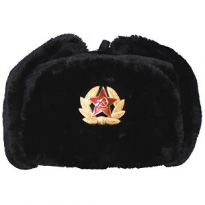 MFH Russian Winter Cap Noir avec insigne Taille L
