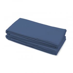 Drap plat uni 2 personnes 100% coton Bleu 180x290 cm