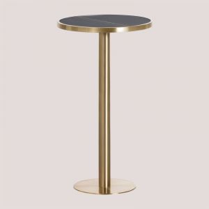 Table Mange-debout Ronde en Grès (Ø60 cm) Manhattan SKLUM Noir Or champagne 104,5 cm