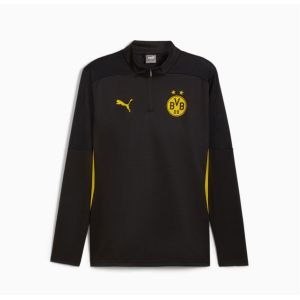 Puma Dortmund Maillot d'Entraînement Avant-Match Fermeture Éclair 1/4 - Noir/Faster Yellow, pointure Large - ['Noir'] - Taille Large