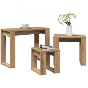 Image de VidaXL Tables gigognes 3 pcs chêne artisanal bois d'ingénierie