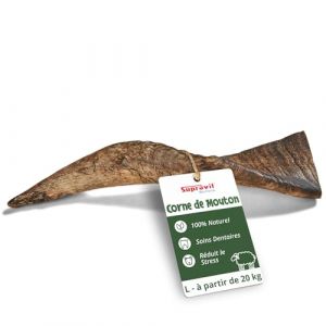 Supravit Nat&uuml;rliches Schafhorn | Gr&ouml;&szlig;e L Kauspielzeug f&uuml;r Hunde