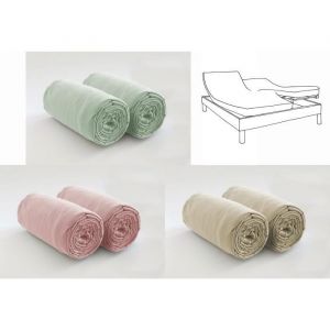 Les Ateliers du Linge Lot de 2 draps housse uni Coton 80 X 200 X 35 (CANNELLE - 80 X 200 X 35)