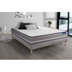 Ensemble matelas Latex + mémoire de forme ACTILATEX PUR 90x200cm 3zones de confort + sommier KIT gris