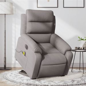 VidaXL Fauteuil inclinable de massage électrique Taupe Tissu