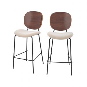Rendez Vous Déco Chaise pour îlot central 65,5 cm en tissu beige (lot de 2)