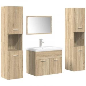 VidaXL Ensemble de meubles de salle de bain 5 pcs ch&ecirc;ne sonoma