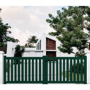 Packit Portail aluminium battant ajouré en kit dimension L.3500 (entre piliers) X H.1200 mm Vert (RAL 6005)