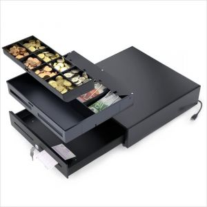 ACROPAQ Tiroir Caisse Electrique avec port USB- Ouverture automatique- 41 x 41 cm- Avec 8 compartiments billets / 4 monnaies