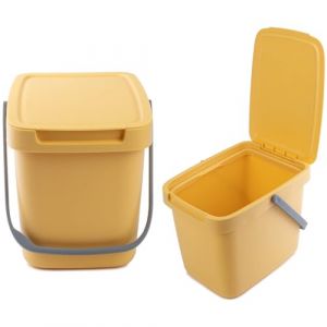 KADAX Poubelle avec couvercle et poignée poubelle en plastique pour le tri des déchets rectangulaire (jaune 6 l)
