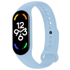 OCIODUAL Bracelet de Remplacement Silicone Souple Compatible avec Xiao Mi Band 7 6 5 Bleu Clair Sangle Bande Rechange Reglable