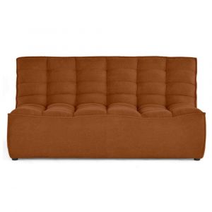 Canap&eacute; modulable 2 places en velours textur&eacute; terracotta