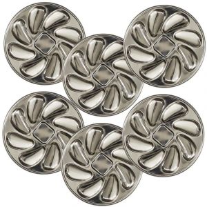 Set de 6 assiettes &agrave; hu&icirc;tres en acier inoxydable argent&eacute; (8 huitres)