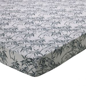 Drap housse percale de coton HANOI - gris