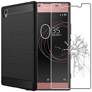 Image de EbestStar Pour Sony Xperia L1, L1 Dual [Dimensions PRECISES : 151 x 74 x 8.7 mm, écran 5.5''] - Coque Motif Fibre Carbone Luxe 2 barres horizontales Etui Housse Silicone Gel + Film en Verre Trempé, Couleur Noir (ebestPro (Expédié depuis France), neuf)