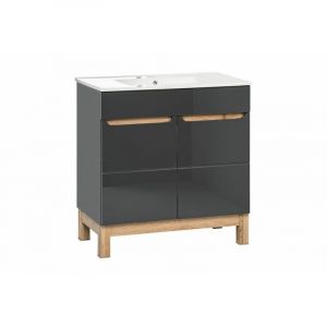 AC-D&eacute;co BALI GRAPHITE 821 w / um meuble 2D D - 80 cm / meuble sous vasque 80 cm CU-COC-834012 FSC MIX Cr&eacute;dit - 5907611647592