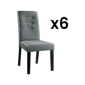 Lot de 6 chaises GABELLE Tissu & pieds véa Gris