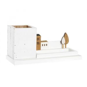 ORGANISATEUR de Bureau Porte Crayons en Bois Blanc Décoration Maison de CAMPAGNE