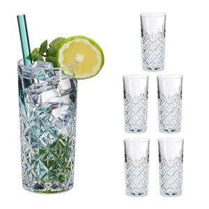 Relaxdays Verre à Cocktail, en lot Pratique de 6, Volume : 300 ML, Convient au Lave-Vaisselle, Transparent