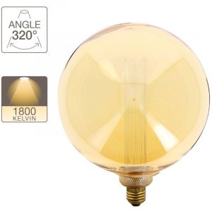 Image de Ampoule LED déco hologramme globe (giant) verre ambré culot E27 blanc chaud