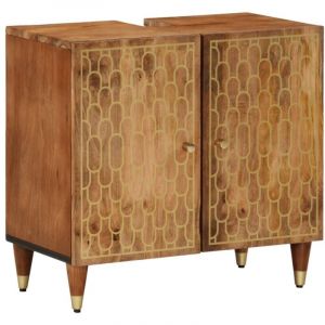 VidaXL Armoire lavabo de salle de bain bois massif de manguier, meuble sous lavabo, meuble de lavabo, placard de salle de bain