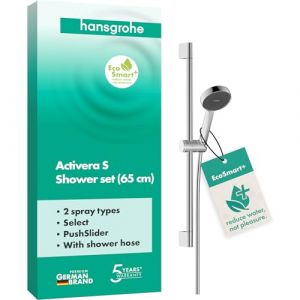 Hansgrohe Activera 28045000 Select S Ensemble de douche &agrave; &eacute;conomie d'eau EcoSmart+ 2 types de jet, flexible de douche 1,60 m et barre de douche 0,65 m Chrom&eacute;