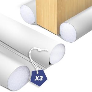 VOUNOT Lot de 3 Boudins de Porte Isolants 96cm Découpables Bas de Porte Coupe-Froid Anti Courant d’air Isolation Phonique Anti Bruit Joint Universel pour Entrée et Maison Blanc
