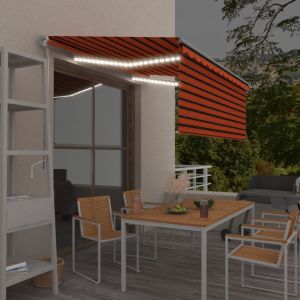 VidaXL Auvent r?tractable manuel store et LED 3x2,5 m Orange et marron