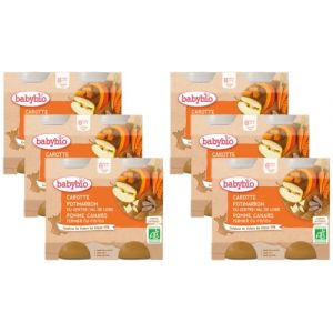 BabyBio Pots Carotte Potimarron Pomme/Canard Fermier du Poitou 400 g - Lot de 6