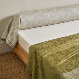 Blanc des vosges Drap plat en satin de coton GINGKO olive