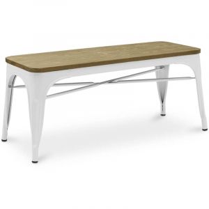 Banc Bistrot Metalix Design industriel en Métal et bois clair - Nouvelle édition Blanc 107