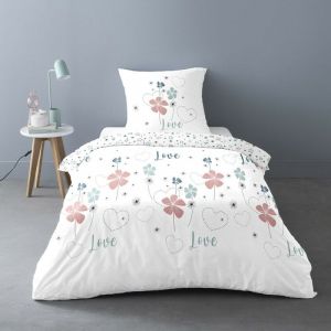 Dourev Housse de couette 140x200 Love Tiana + taie polycoton