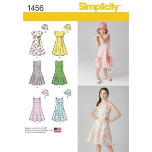 Simplicity Patron 1456 (7785) - Robe fille avec choix de corsages et chapeau -