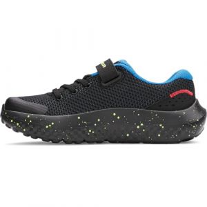 Under Armour Garçon UA BPS Surge 4 AC Basket, Noir, Haute visibilité, Jaune, Blanc, 2.5 UK Child