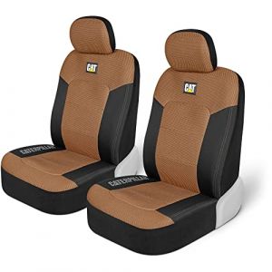 Caterpillar MeshFlex Lot de 2 Housses de si&egrave;ge Auto pour Voitures, camions et SUV - Beige - Housses de si&egrave;ge Avant - Protections de si&egrave;ge de Camion avec Dos en Maille Confortable - Housses int&eacute;rieures de