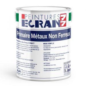 Primaire m&eacute;taux non ferreux, peinture sous-couche aluminium, zinc, cuivre, m&eacute;taux galvanis&eacute;s, int&eacute;rieur, ext&eacute;rieur ECRAN 77 Blanc 1 litre