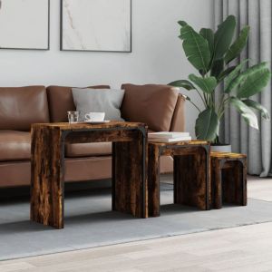 VidaXL Tables Basses Gigognes 3 Pcs Chêne Fumé Bois D'ingénierie
